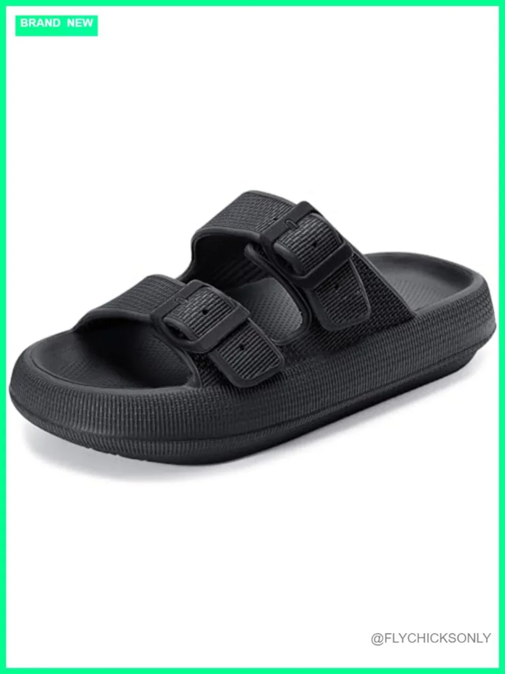 Double Buckle EVA Slide Sandals with Adjustable Straps